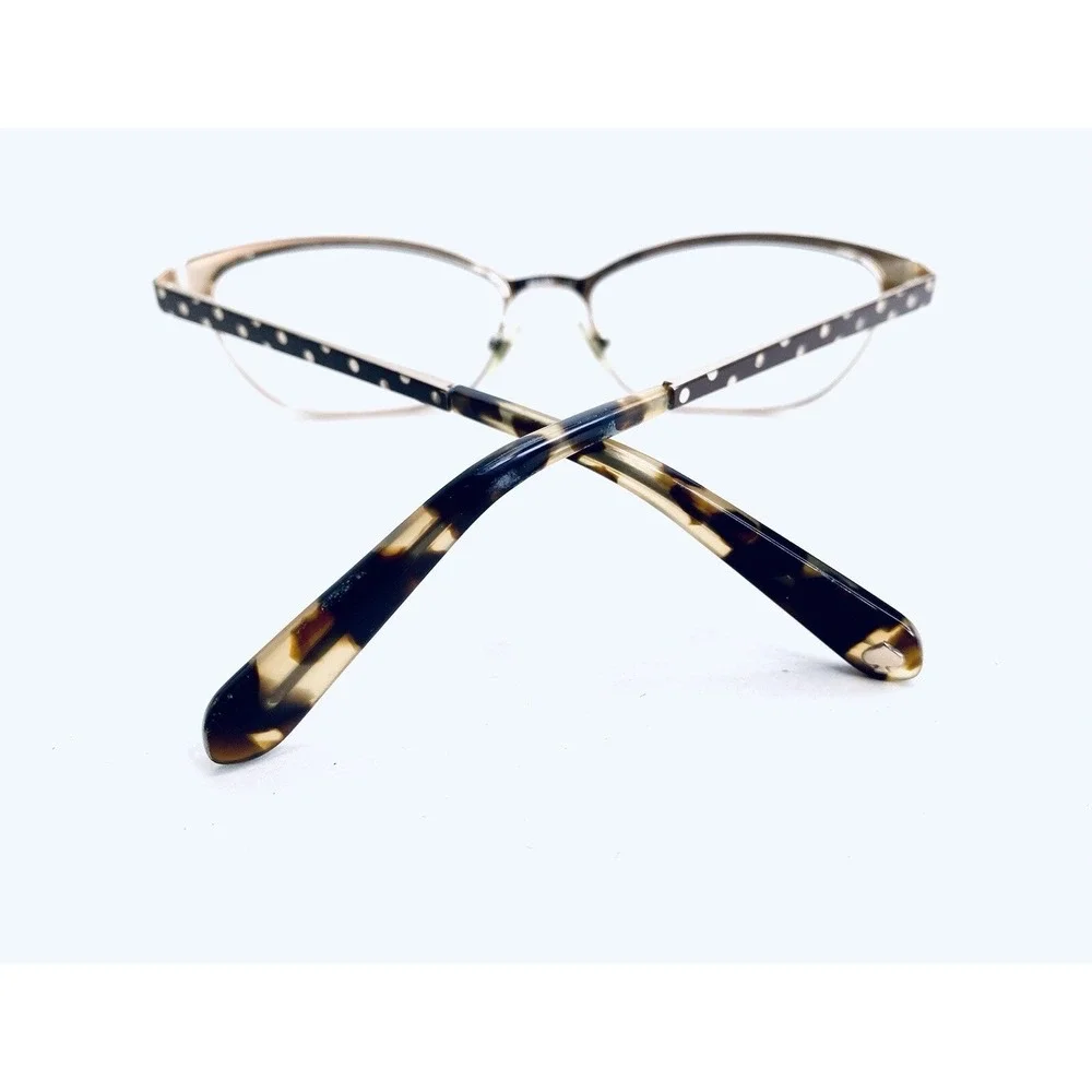 Kate Spade Brown & Gold Cat Eye Polka Dot Temple Glasses Leticia 52 16 135